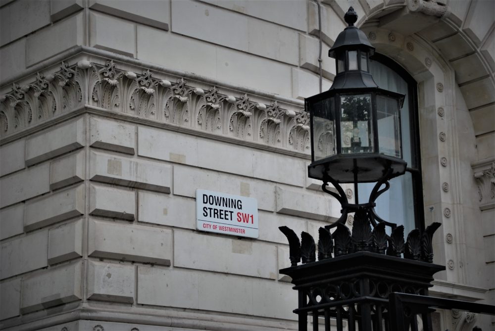 A Downing Street sign in London
